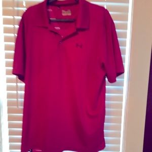 Men’s heat gear golf shirt: hot pink with purple